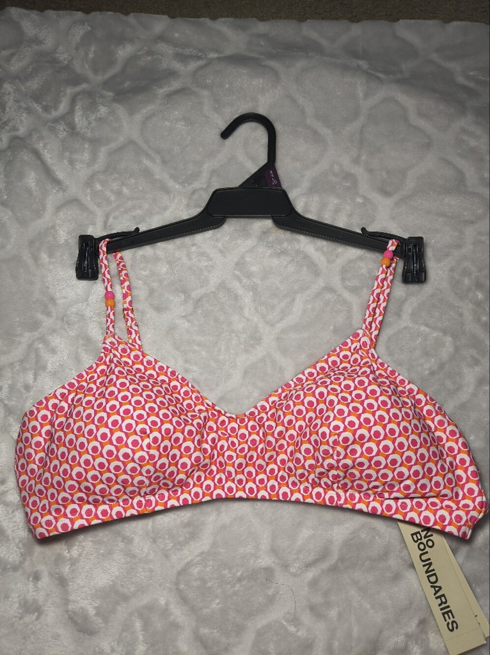 No Boundaries Sporty Geo Bralette Bikini Top NWT